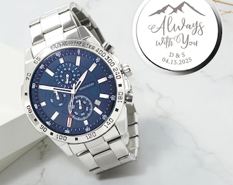 Engraved Watch, 1st Fathers Day Gift For Husband, Personalized 5th Anniversary, Watch For Him, Gift for Boyfriend, Men Wedding Gift