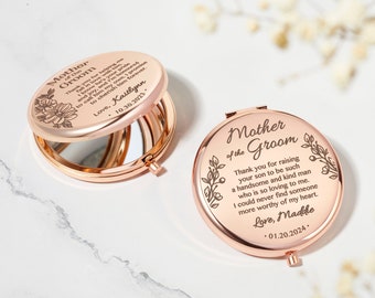 Miroir de poche pour mère du marié, miroir compact personnalisé pour maman, cadeau du marié pour maman, cadeaux de mariage pour belle-mère, bijoux de mariage