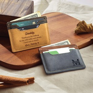 Cartera delgada personalizada para papá, regalo del padre de la novia, regalo de la novia, cartera para hombre grabada, regalo de boda para papá, regalo de la hija