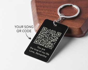 Porte-clés code QR personnalisé, Porte-clés numérisable, Code QR gravé, Cadeau pour lui, Cadeau pour meilleur ami, Cadeau pour couple