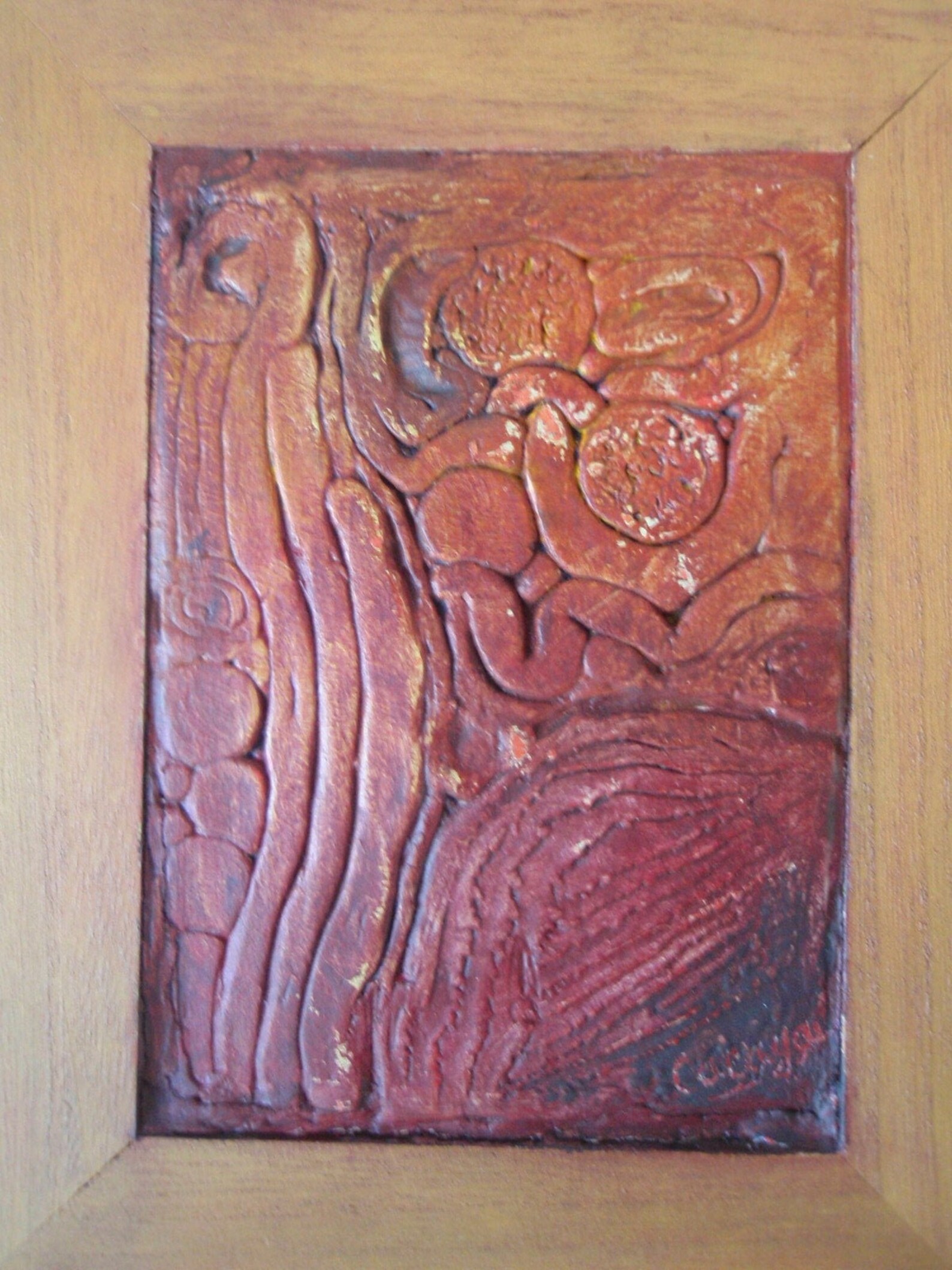 Hand Carved & Hand Painted Framed Wood Art/ Wooden Abstract Etsy