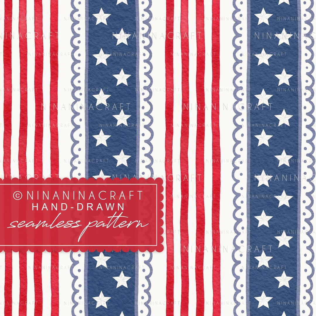 Patriotic Seamless Pattern by Ninaninacraft: Red, White and Blue Lacy ...