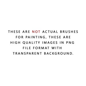 May include: Text that reads "THESE ARE NOT ACTUAL BRUSHES FOR PAINTING, THESE ARE HIGH QUALITY IMAGES IN PNG FILE FORMAT WITH TRANSPARENT BACKGROUND."