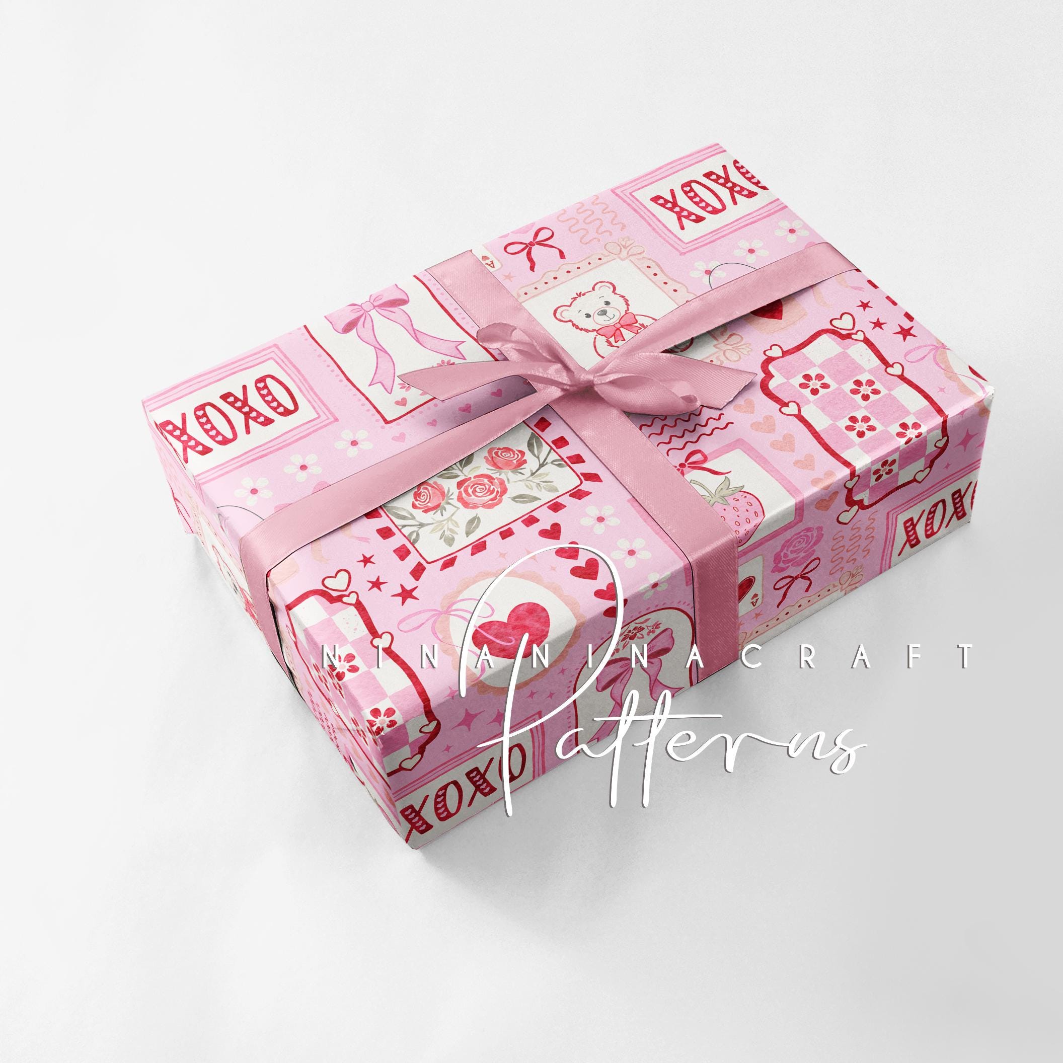 Love Frames Seamless Pattern by Ninaninacraft: Pink and Red Preppy ...
