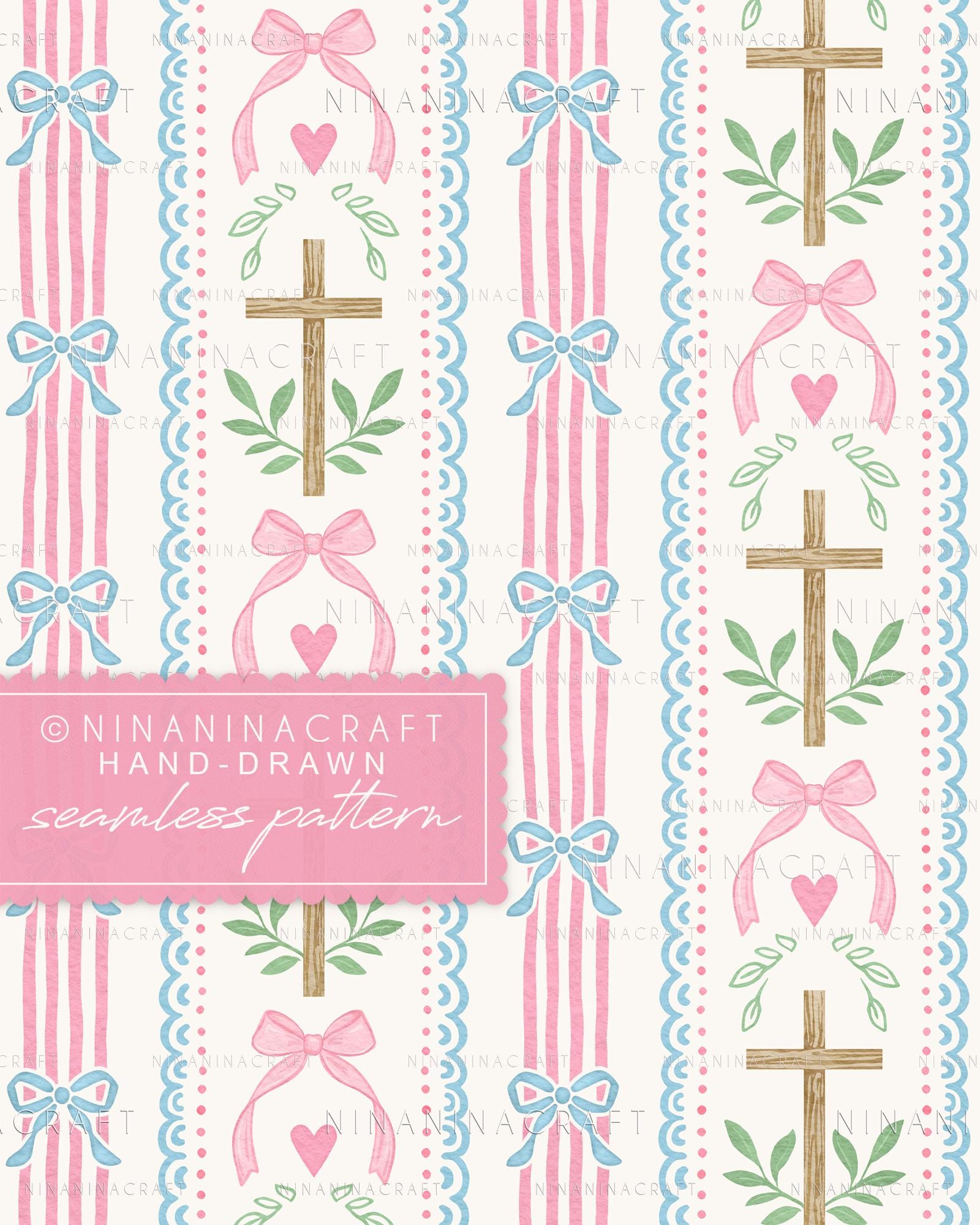 Preppy Religious Seamless Pattern by Ninaninacraft: Vintage Christian ...