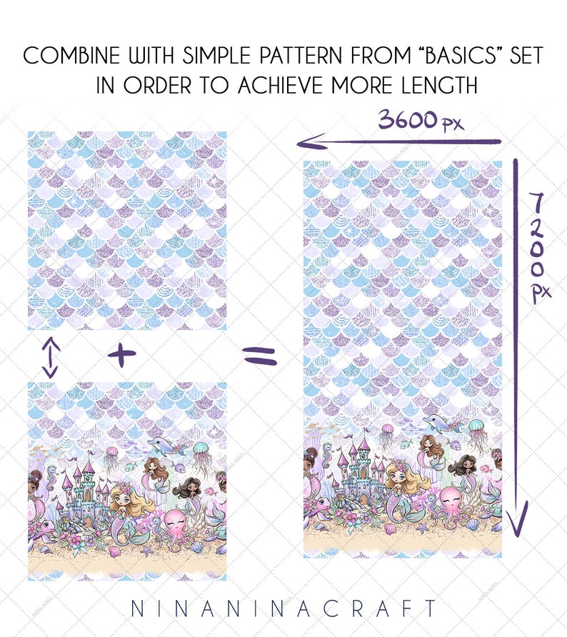 Mermaids Digital Paper by Ninaninacraft, High Res JPG Seamless Pattern ...