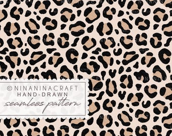 Pale Almond Leopard Print Seamless Pattern by NinaNinaCraft: Preppy Cheetah Print (Digital Download)