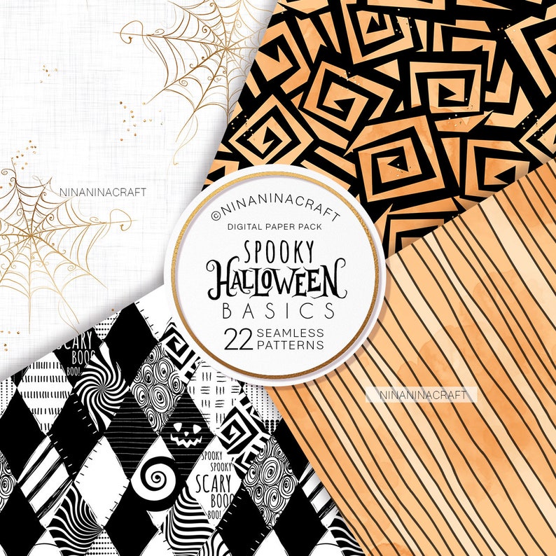 Cute Halloween Seamless Pattern Pack, Spooky Digital Papers by ...