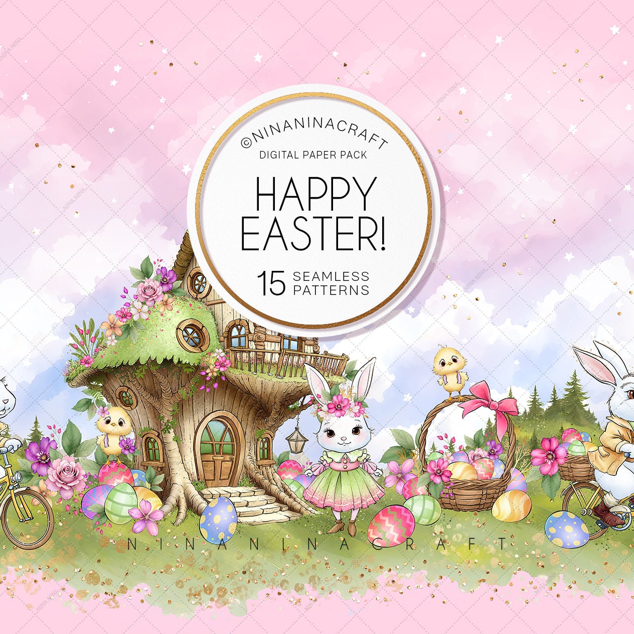 Cute Easter Digital Paper Pack, Spring Seamless Patterns by ...