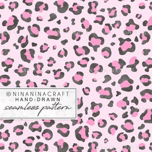 Pink Leopard Print Seamless Pattern by NinaNinaCraft: Watercolor Cheetah Design (Digital Download, Commercial Use)