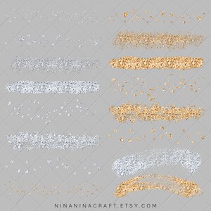 May include: A digital download of 10 gold and silver glitter textures and scattered glitter elements. The textures are perfect for adding a touch of sparkle to your digital designs.