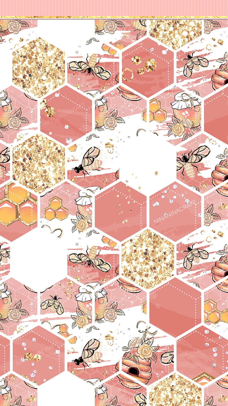 Honey Bee Digital Papers Basics Gold Glitter Flowers ...
