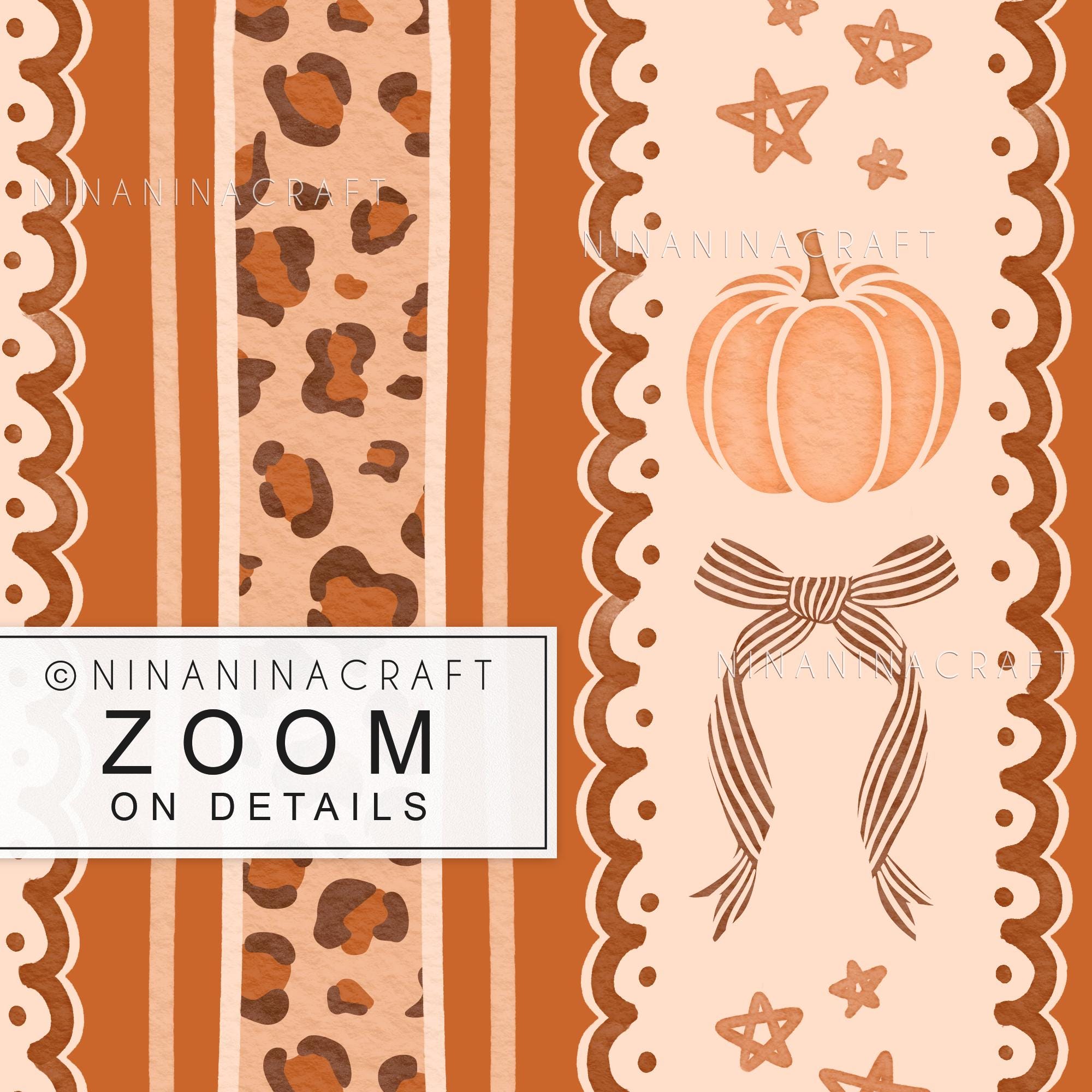 Fall Coquette Bow Seamless Pattern by Ninaninacraft, Pumpkin Stripes ...