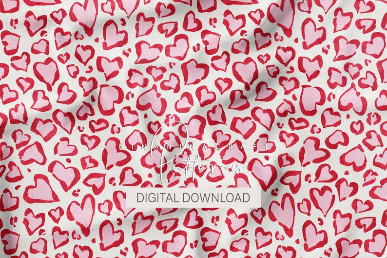 Hearts Leopard Print Seamless Pattern by Ninaninacraft: Pink and Red ...