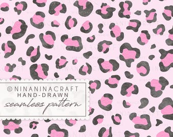 Pink Leopard Print Seamless Pattern by NinaNinaCraft: Watercolor Cheetah Design (Digital Download, Commercial Use)