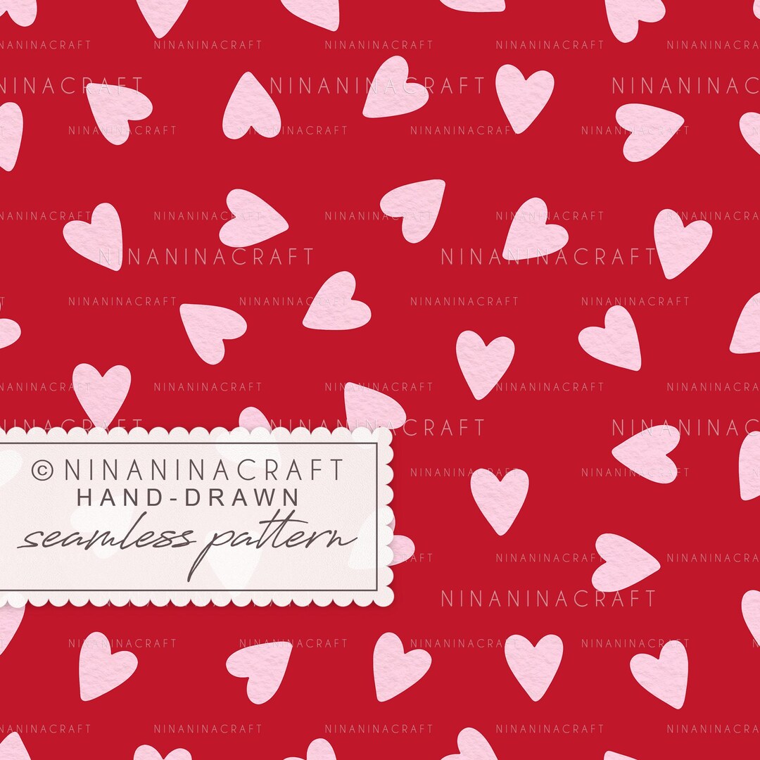 Pink Hearts Seamless Pattern by Ninaninacraft: Red Preppy Valentines ...
