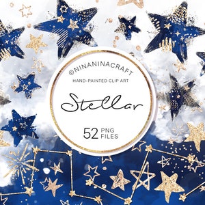 Sterren clipart, gouden sterren illustraties, aquarel planner stickers, ruimte illustratie, Galaxy glitter, hemelse, sterrenstof, lucht, spatten