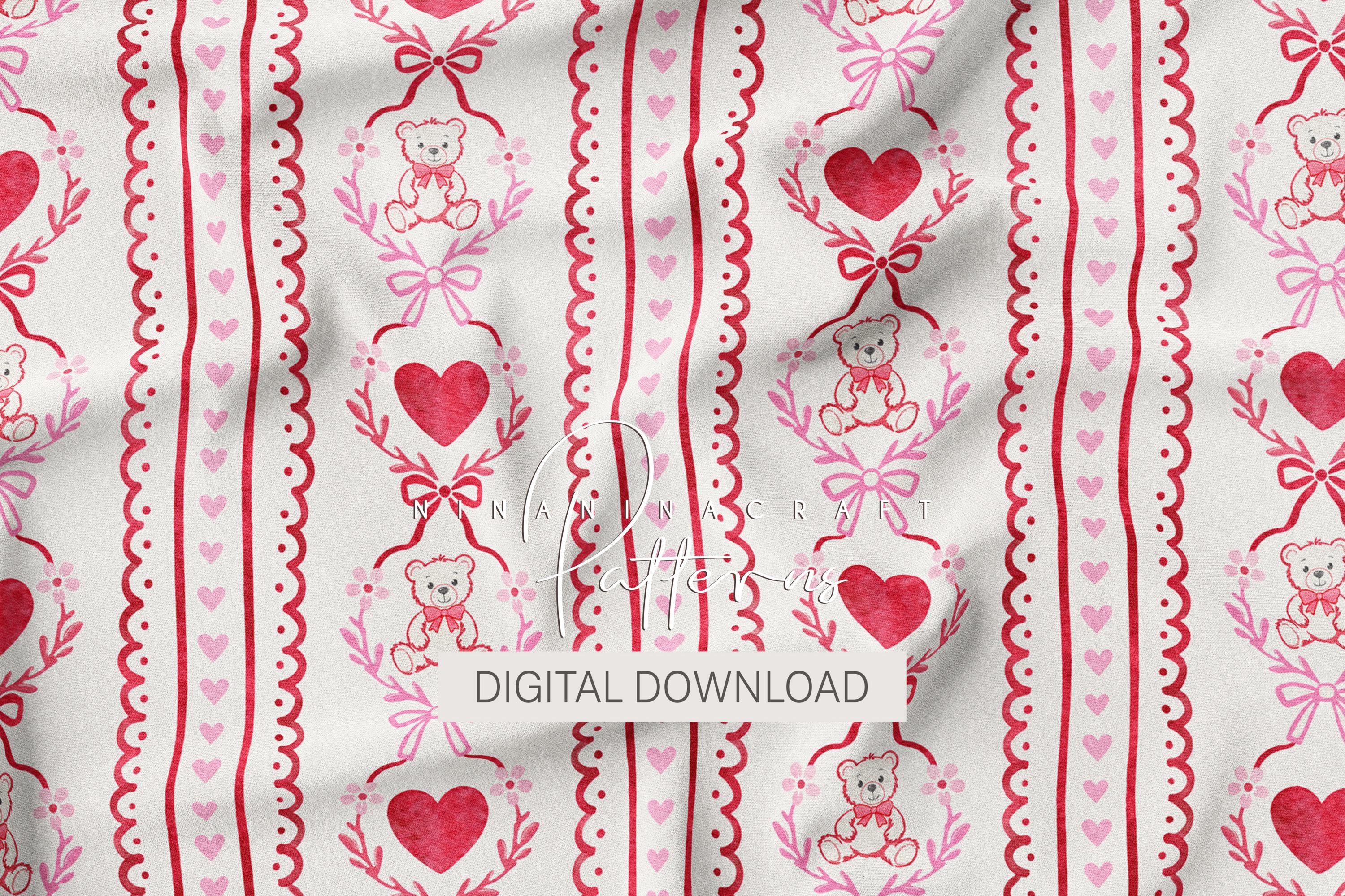 Love Seamless Pattern by Ninaninacraft: Pink and Red Preppy Valentines ...