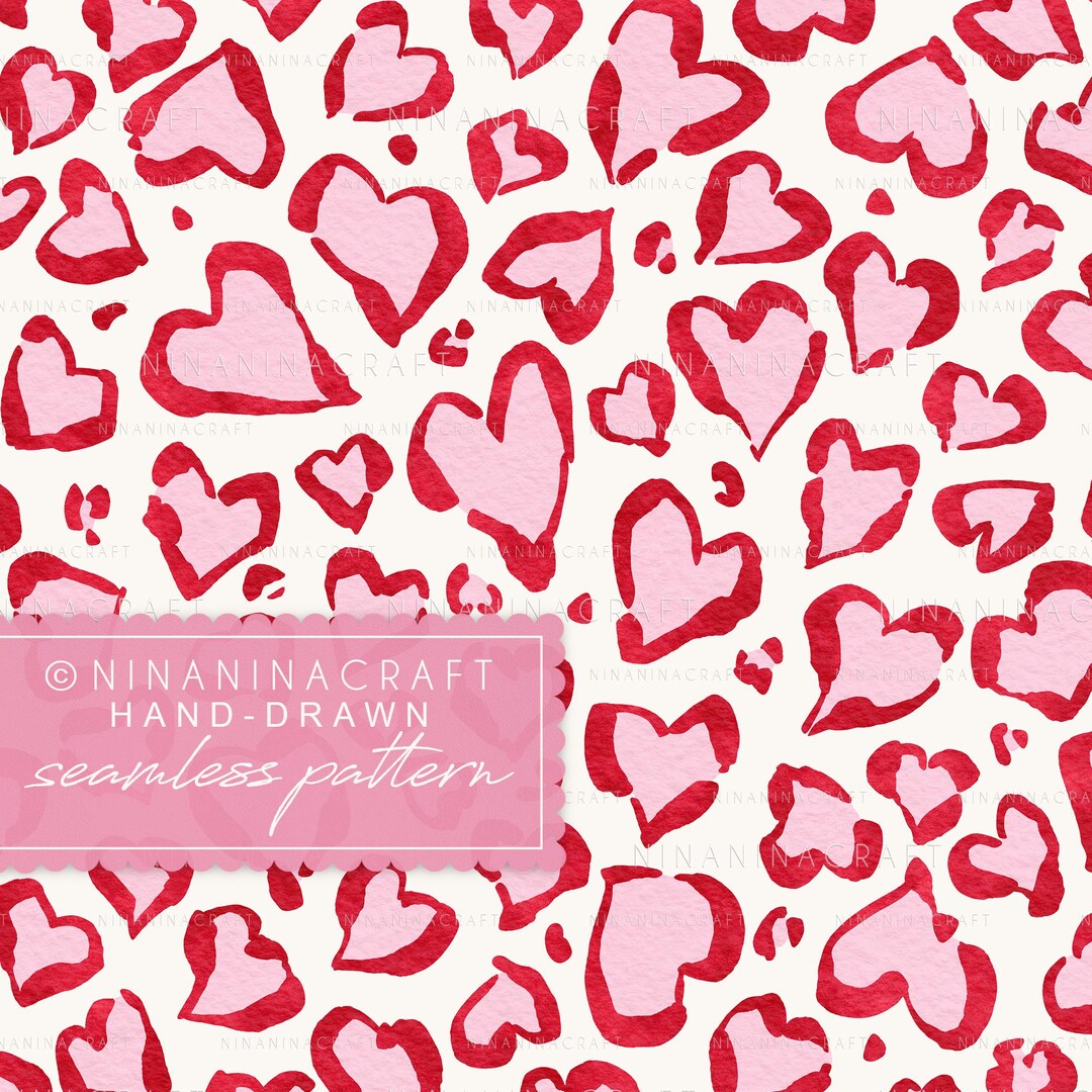 Hearts Leopard Print Seamless Pattern by Ninaninacraft: Pink and Red ...