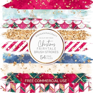 Kerst penseelstreken illustraties, PNG-bestanden door NinaNinaCraft, Glitter Paint Brush PNG, Planner Stickers, Plaid, Candy Cane Stripes, Sterren