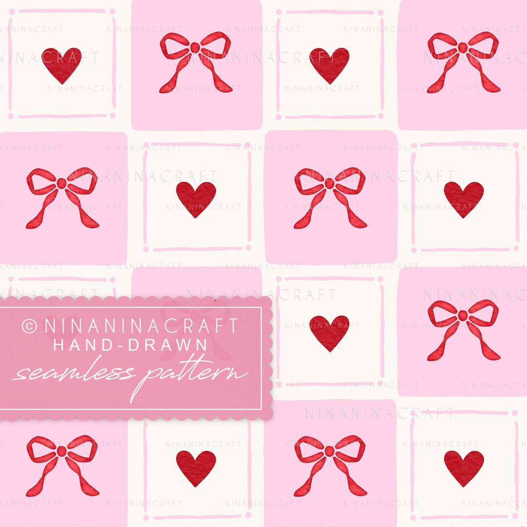 Love Checker Seamless Pattern by Ninaninacraft: Pink and Red Preppy ...