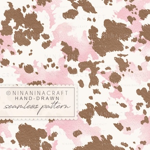 Pink Cowhide Seamless Pattern by NinaNinaCraft: Preppy Coquette Cow Texture (Digital Download)