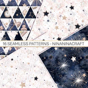 Stars Digital Paper Pack, Galaxy Skies Seamless Patterns, Stardust ...