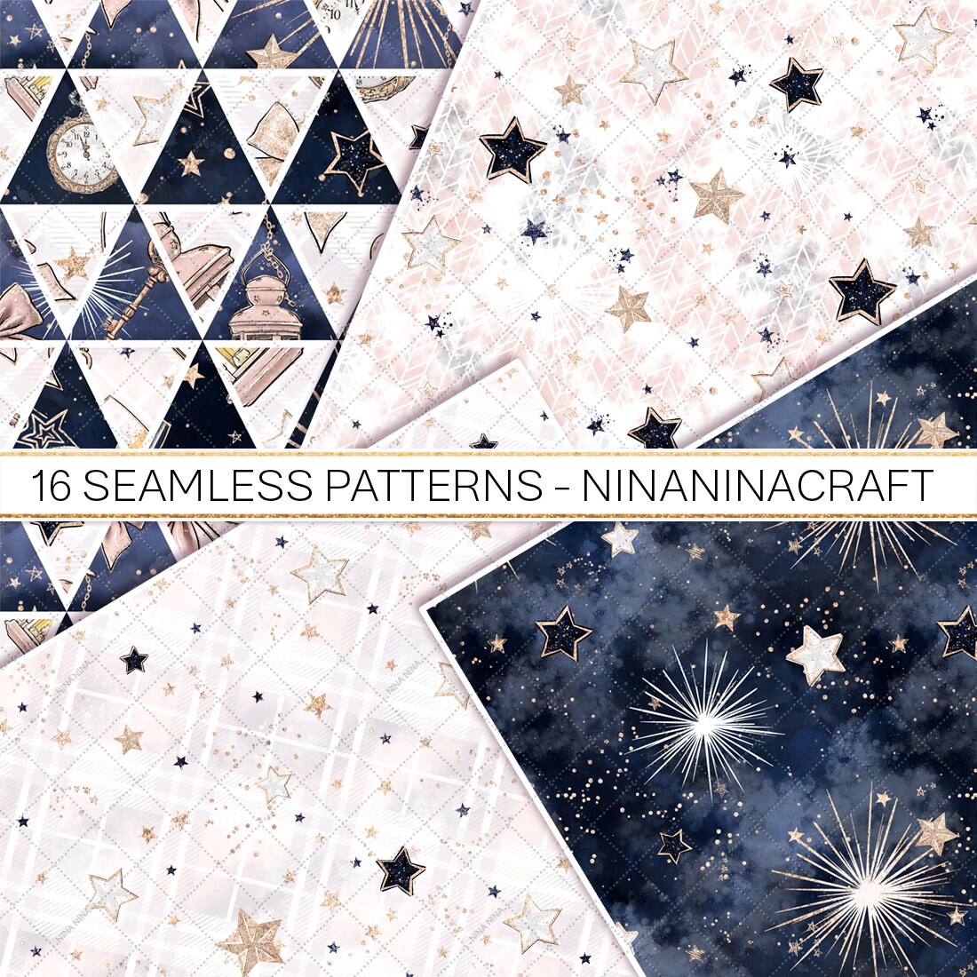 Stars Digital Paper Pack, Galaxy Skies Seamless Patterns, Stardust ...