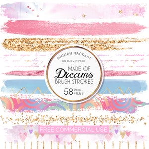 NinaNinaCraft, clipart de coups de pinceau inspiré de la licorne, autocollants abstraits pastel arc-en-ciel, étoiles scintillantes, motifs par sublimation