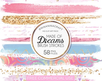 ユニコーンにインスパイアされたブラシストロークのクリップアート、NinaNinaCraft による抽象的なパステルレインボープランナーステッカー、キラキラ星、昇華デザイン