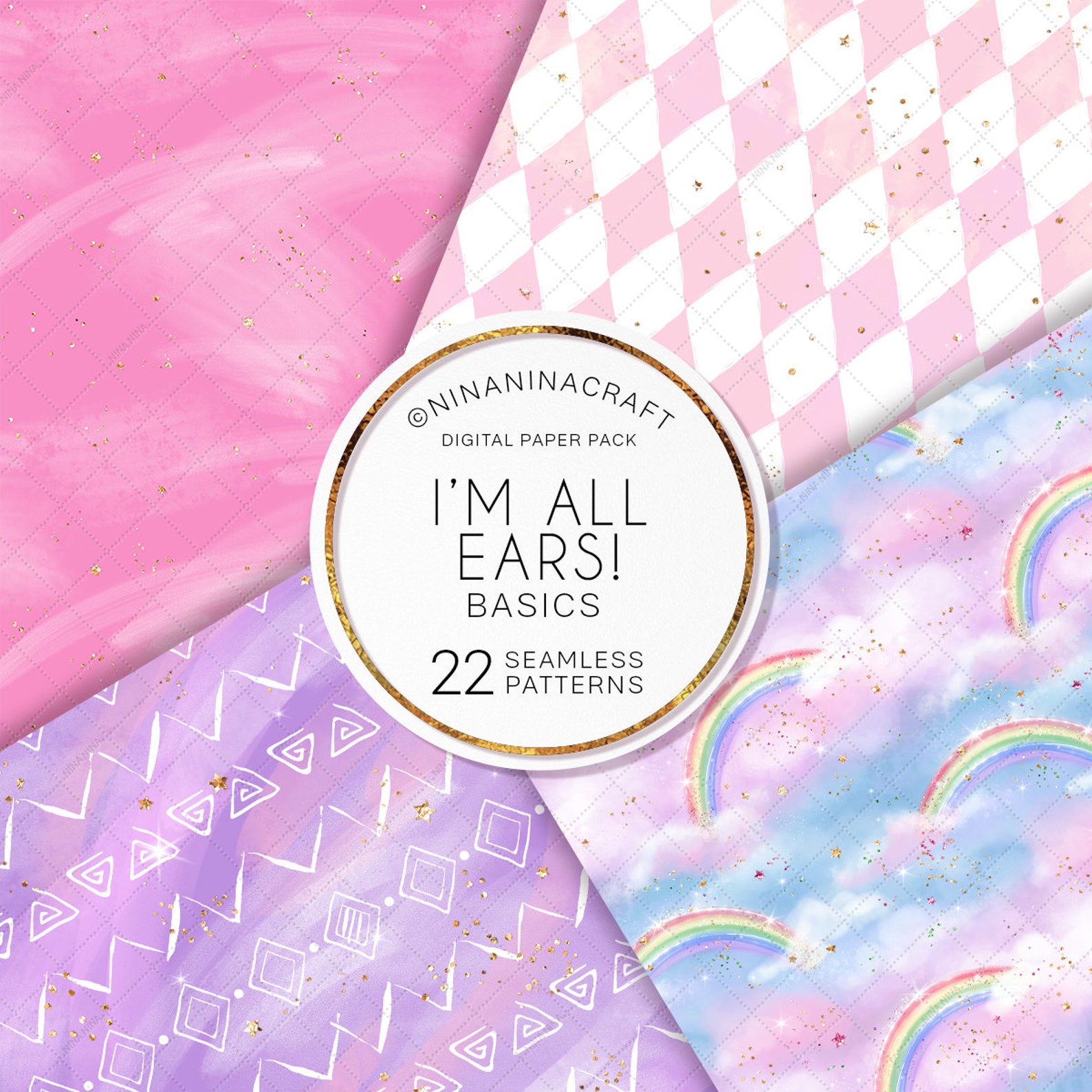 Cute Easter Digital Papers Basics, Colorful Seamless Patterns by ...