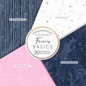 Fairy Inspired Seamless Patterns, Cute Glitter Digital Papers by ...