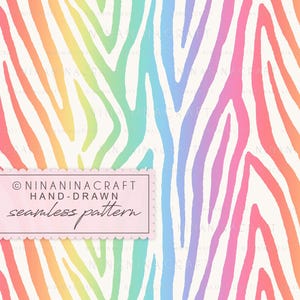 Seamless mönster med regnbågszebra av NinaNinaCraft: Retro zebraränder (digital nedladdning)