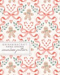 Christmas Gingerbread Man Seamless Pattern by NinaNinaCraft, Trellis Bows Seamless pattern, Seamless Repeat for Commercial Use, Digital product logo
