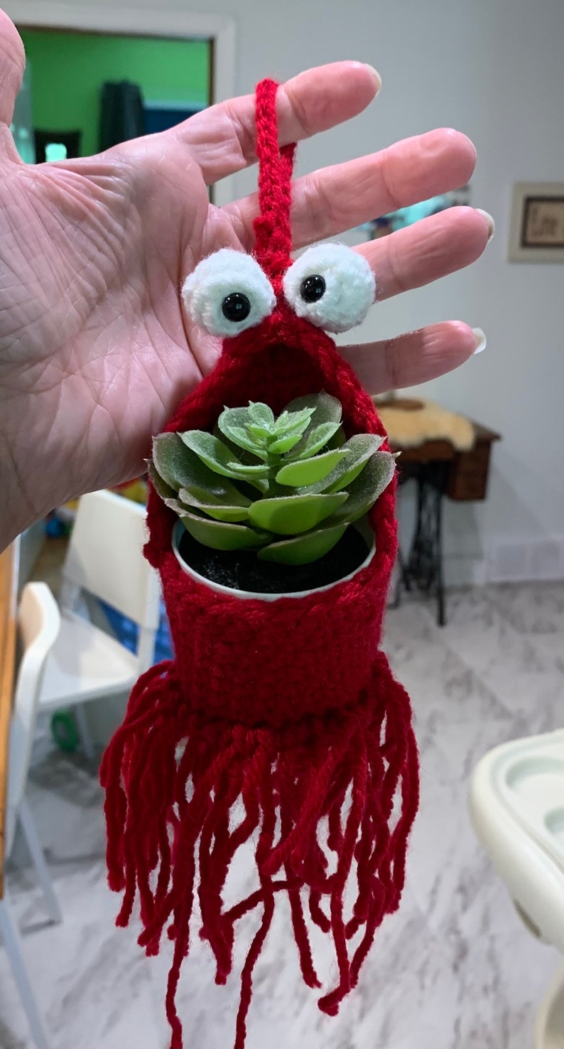 3 sizes PDF PATTERN BUNDLE Crochet Alien Plant Hanger image 8