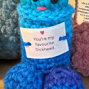 Crocheted Emotional Support Willy: funny crochet, gag gift, uplifting message image 4