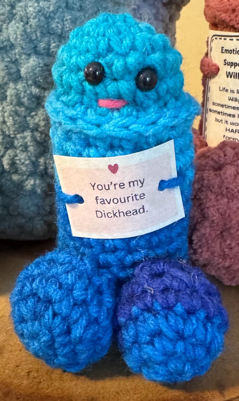 Crocheted Emotional Support Willy: funny crochet, gag gift, uplifting message image 4