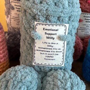 Crocheted Emotional Support Willy: funny crochet, gag gift, uplifting message image 2
