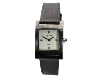 Eckige Antike Armbanduhr, Französisches Leder Band, Japan Quarz Uhrwerk