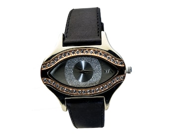 Montre à quartz Eye Crystal, cadran pailleté, bracelet en cuir français