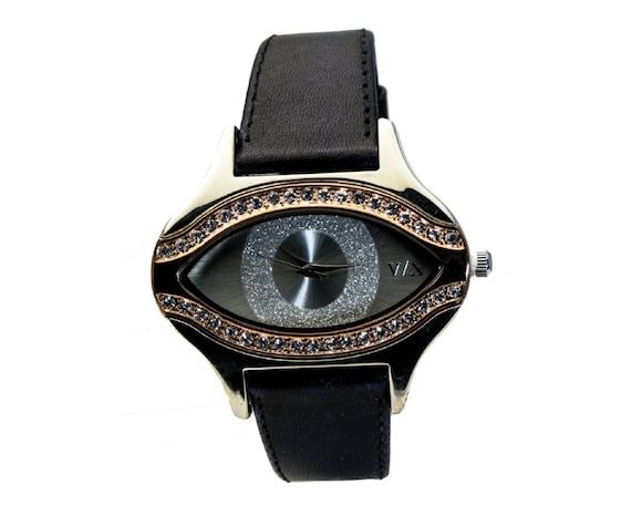 Eye Crystal Quartz Watch, Glitter Dial, French Leather Band  display picture 1