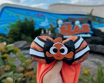 Nemo|| Minnie Ears Headwrap ||  FInding Nemo Ears || Minnie Ears Turban || Animal kingdom Ears || Baby Girl Disney Accessory