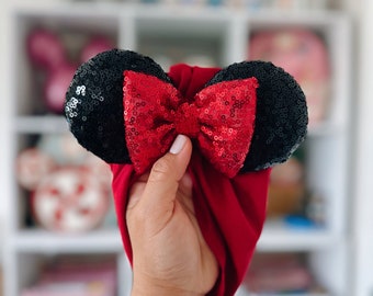 Red Minnie Mouse || Minnie Ears Headwrap || Minnie Mouse Ears || Minnie Ears Turban || Baby minnie Ears