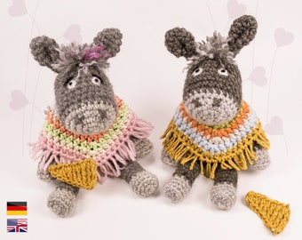 Donkey 'Carlos'' with poncho and panpipe crochet pattern • amigurumi PDF • LuckyTwins