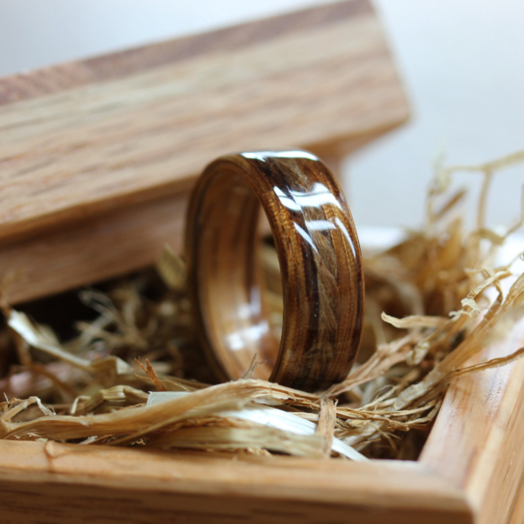 Wooden Ring Zebrano Wooden Ring with a Twine Mens wood Etsy