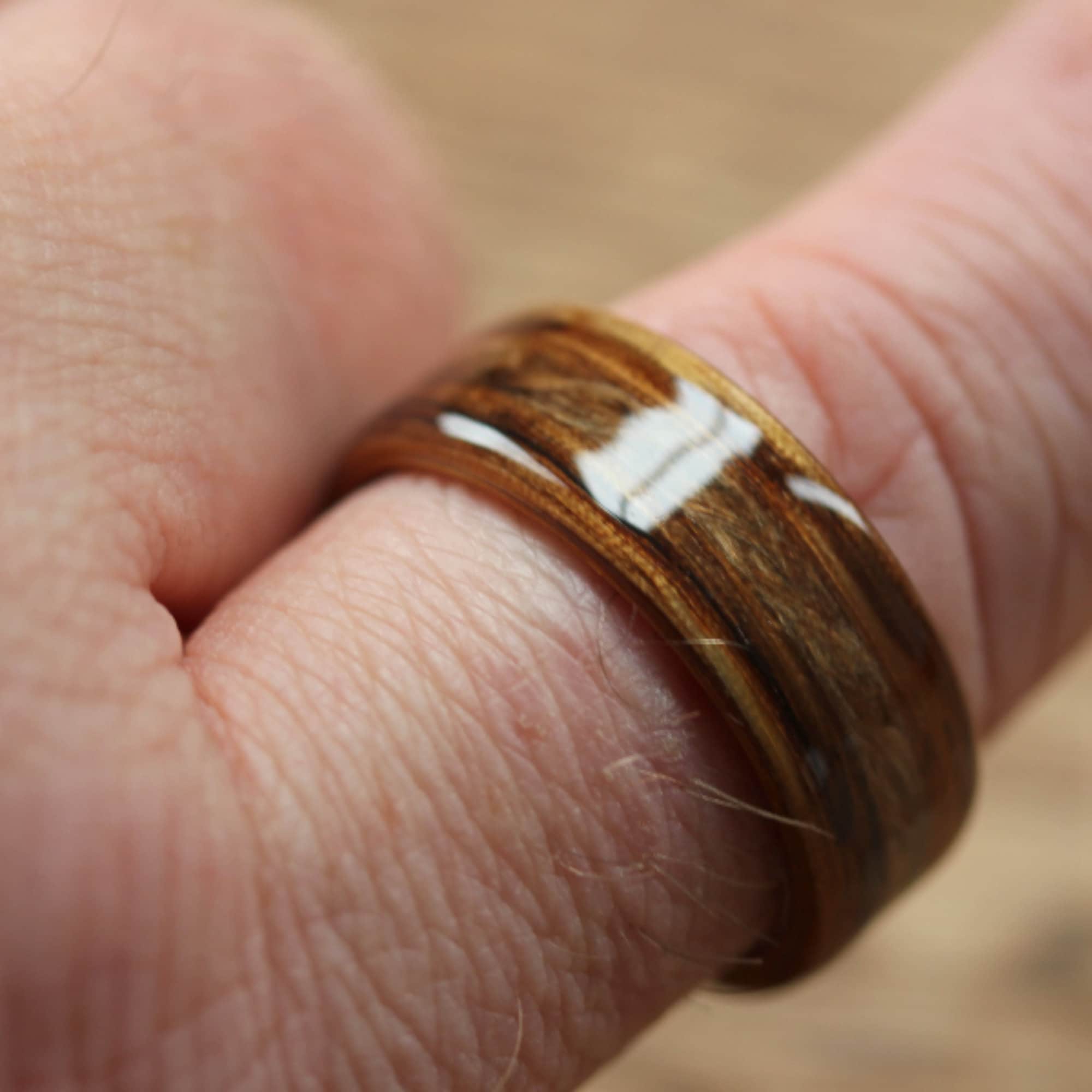 Wooden Ring Zebrano Wooden Ring with a Twine Mens wood Etsy