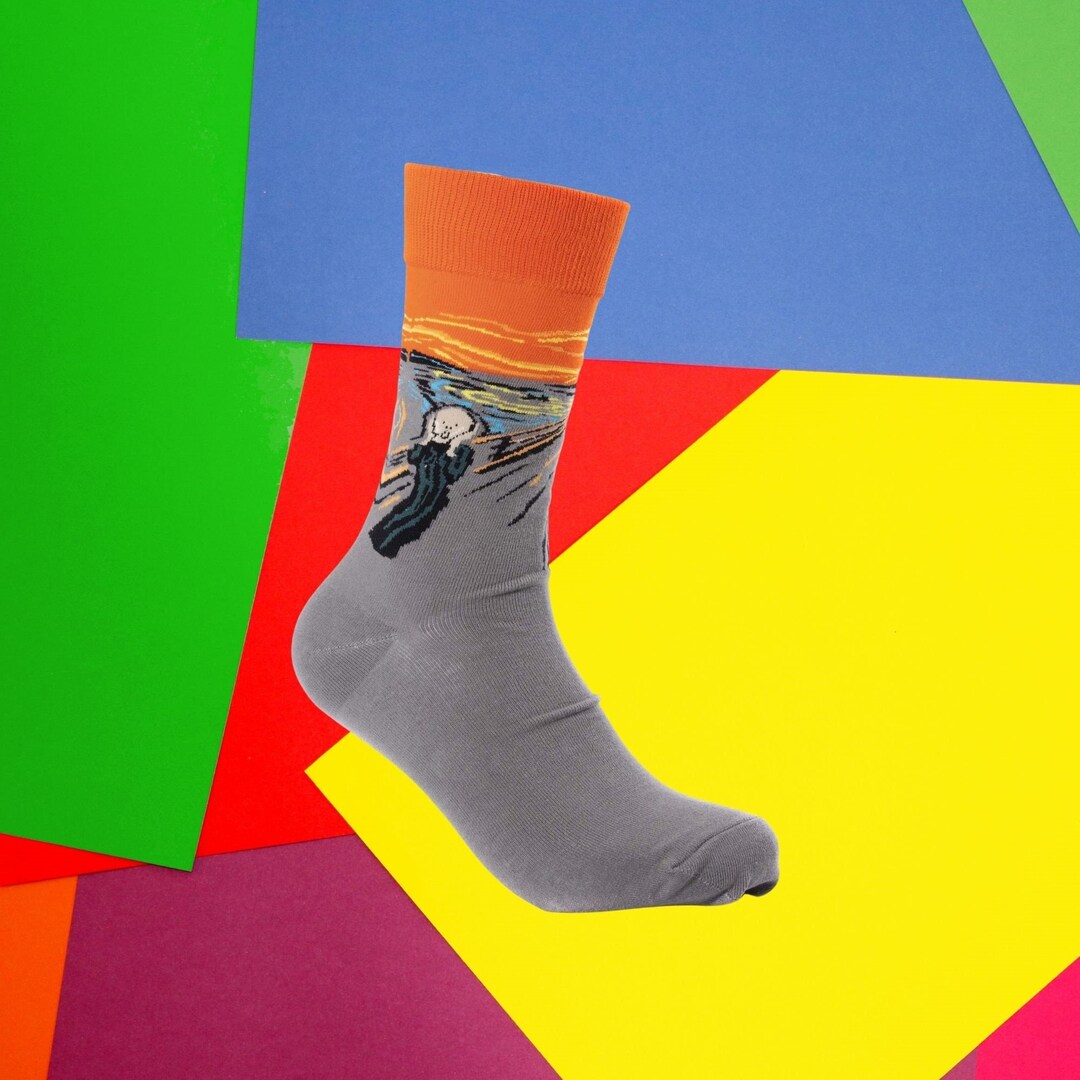 Scream Socks Mens Socks Gift for Him Art Socks Funky Etsy