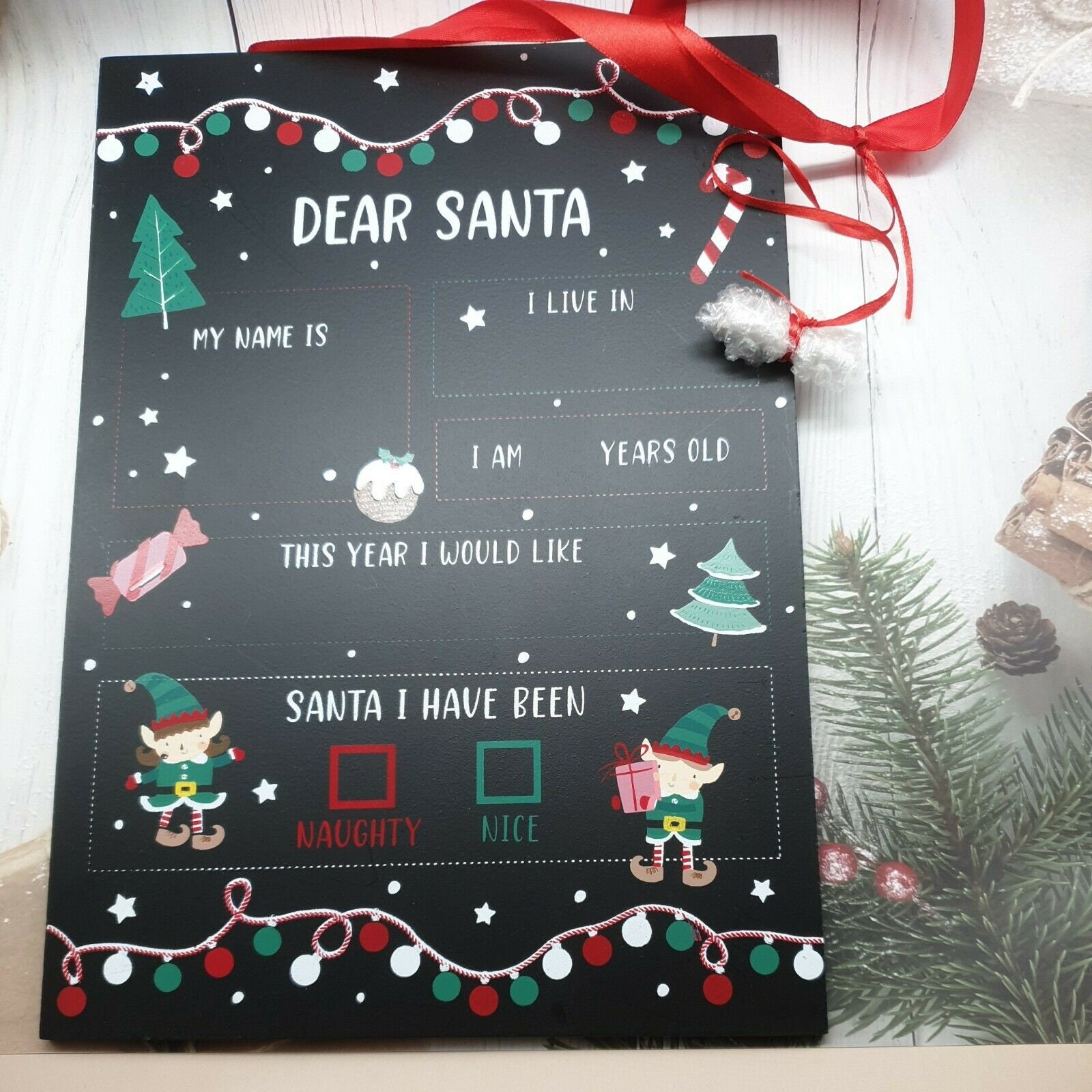 30cm Dear Santa Chalkboard Christmas Xmas Dear Santa - Etsy UK