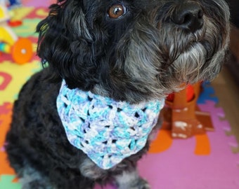 Dog neck cloth handmade gradient blue pattern 4 to 30 cm individually lockable