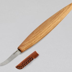 Michihamono Japanese Wood Carving Hand Tool Woodworking Hook Knife, with Blade Sheath, for Spoon & Bowl Carving 60mm